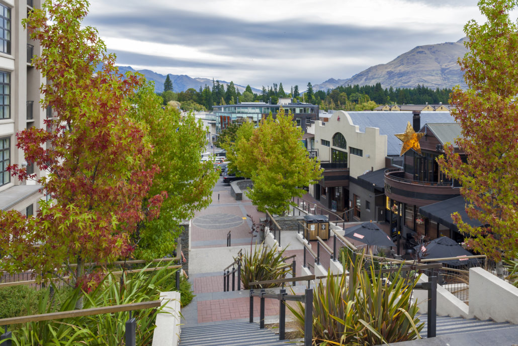 City street view of Queenstown New Zealand
