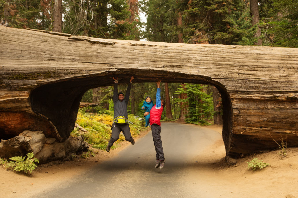 Family hiking at State Park in California