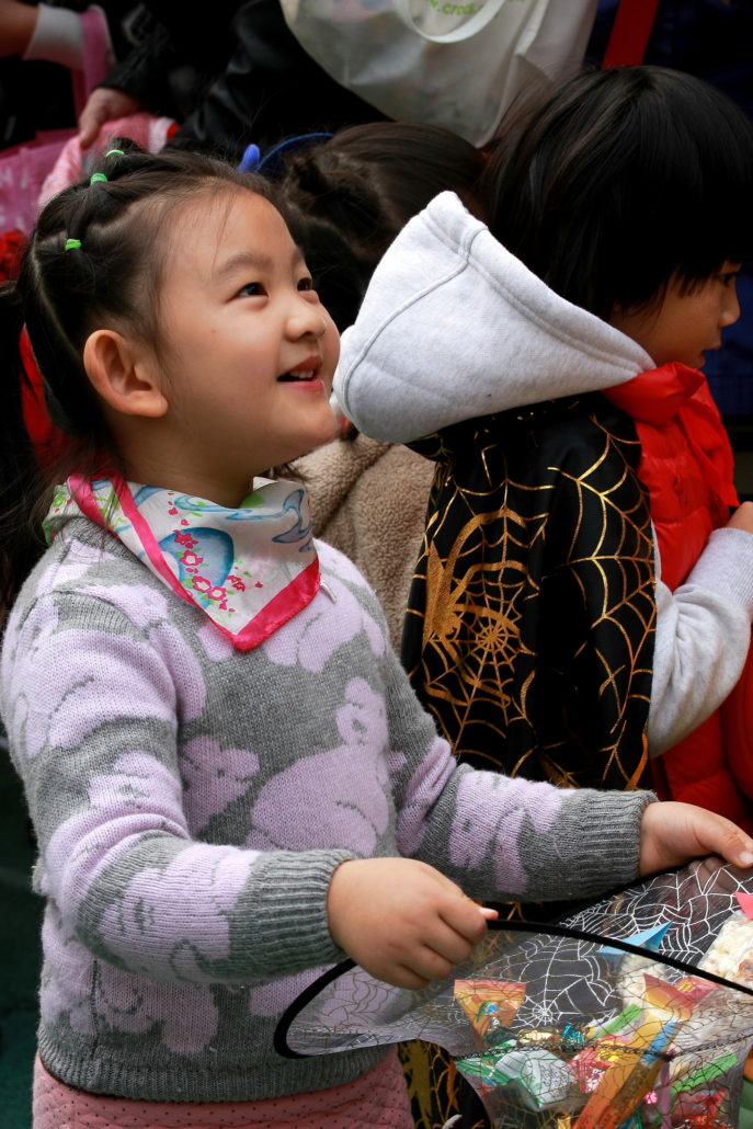 Kids trick or treating on Halloween