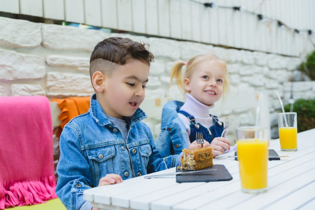 Kids at hotel breakfast