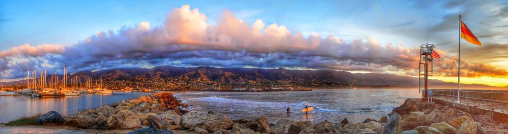 Sunrise Santa Barbara, Calif. with surfers
