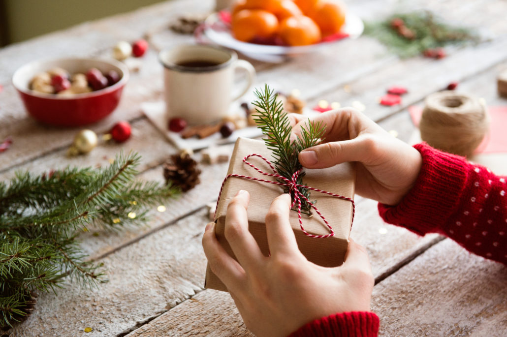 woman decorating box