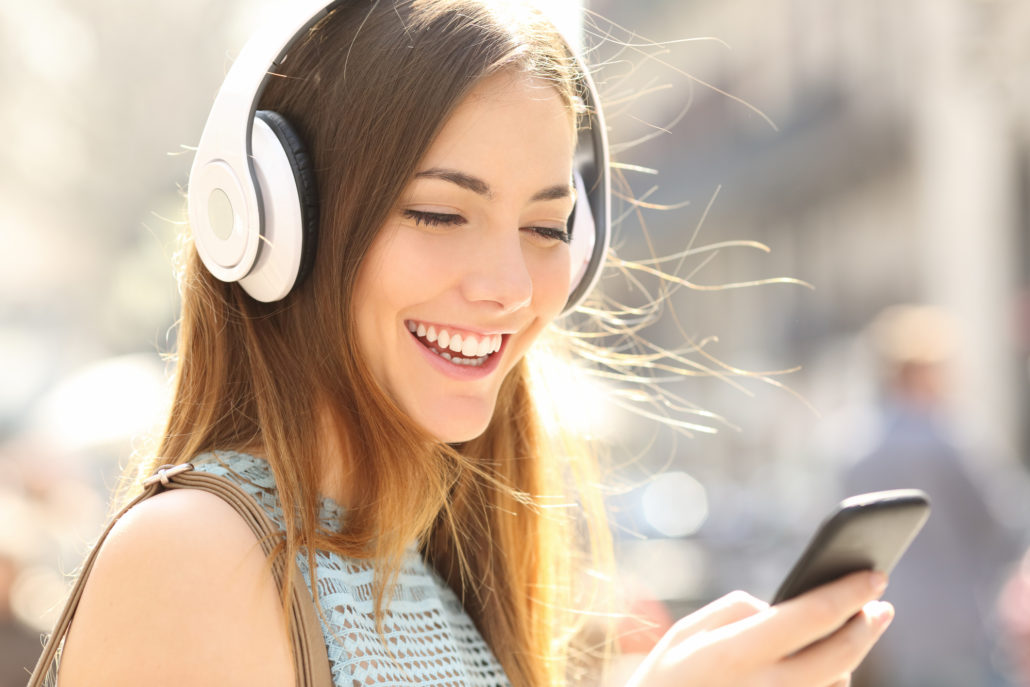 girl listening with headphones