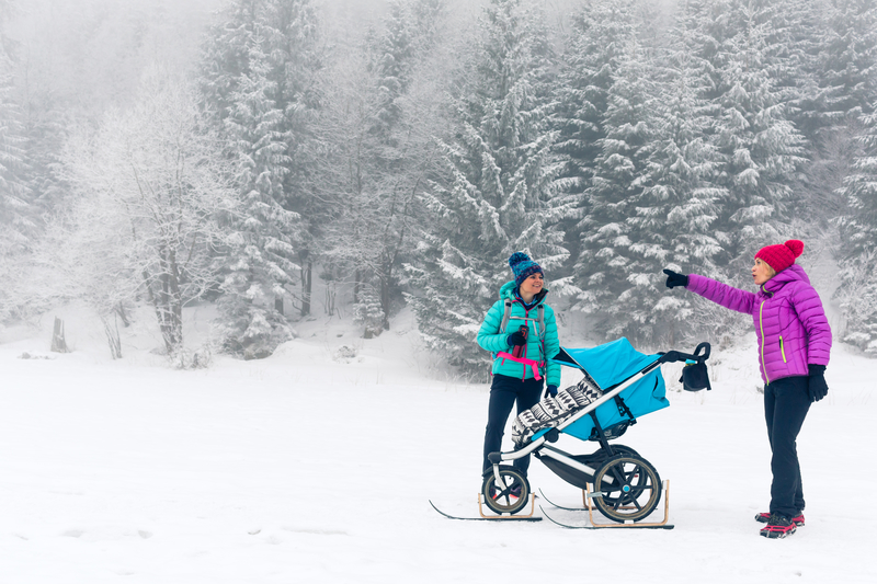 Family Hiking in winter