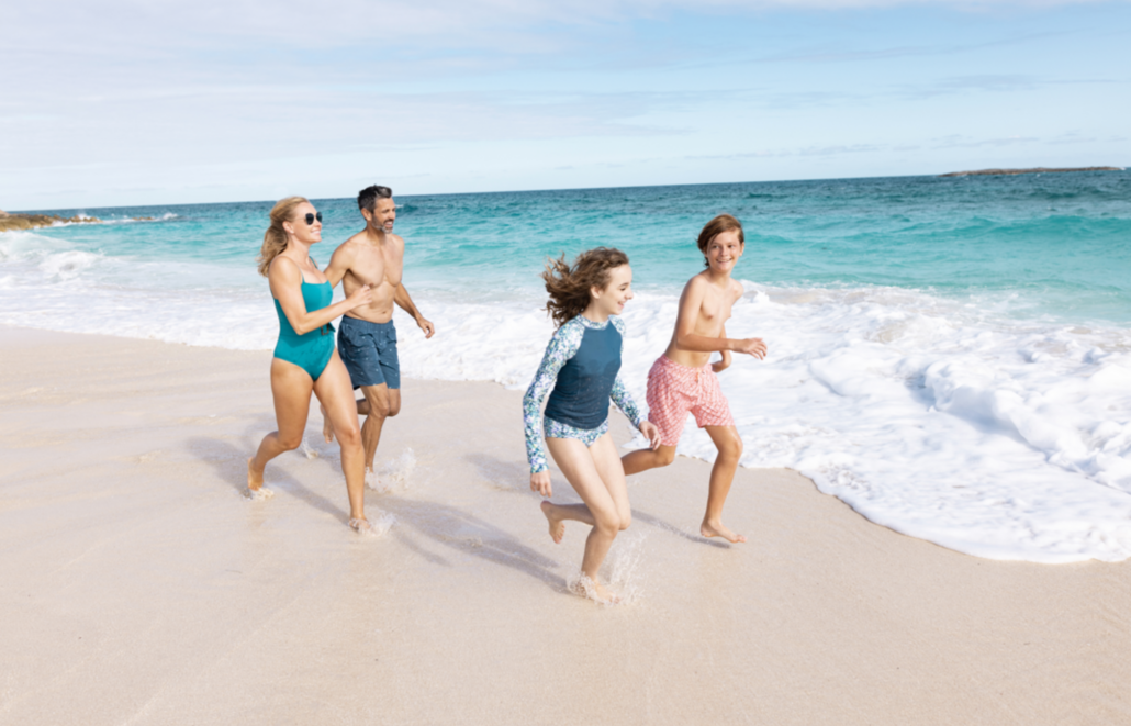 family on beach